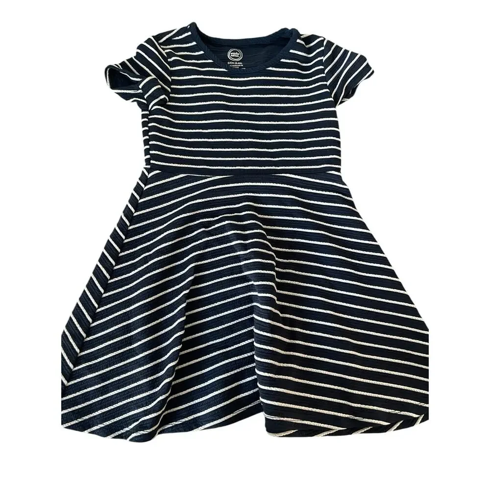 Wonder Nation Girl’s A-Line Blue Striped Dress Kid’s Youth Size Small 6-6x